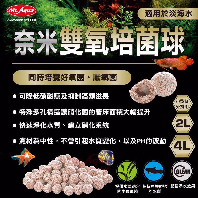 魚蝦飼料 11 Mr.Aqua 奈米雙氧培菌球 2L 陶瓷環
